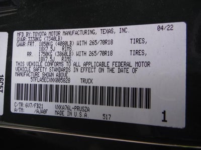 2022 Toyota Tundra 4WD SR5